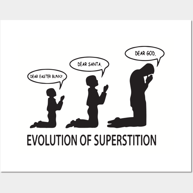 Superstition Evolution Mens Funny Atheist T Shirts Wall Art by huepham613